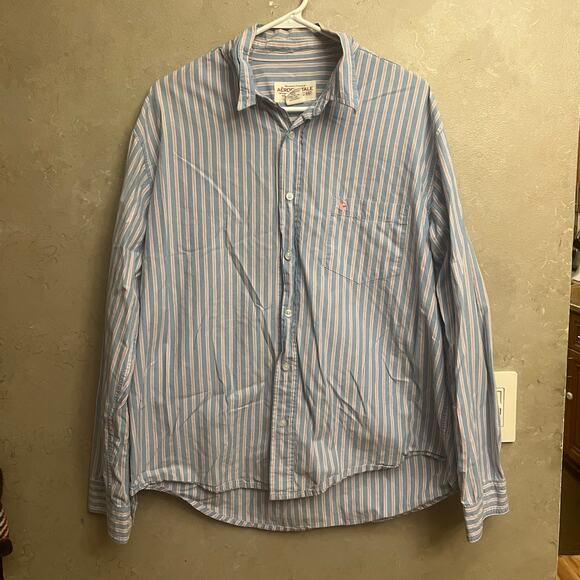 Aeropostale Vintage L Button Down Blue Stripe Long Sleeve Cotton Dress Shirt - Picture 4 of 9